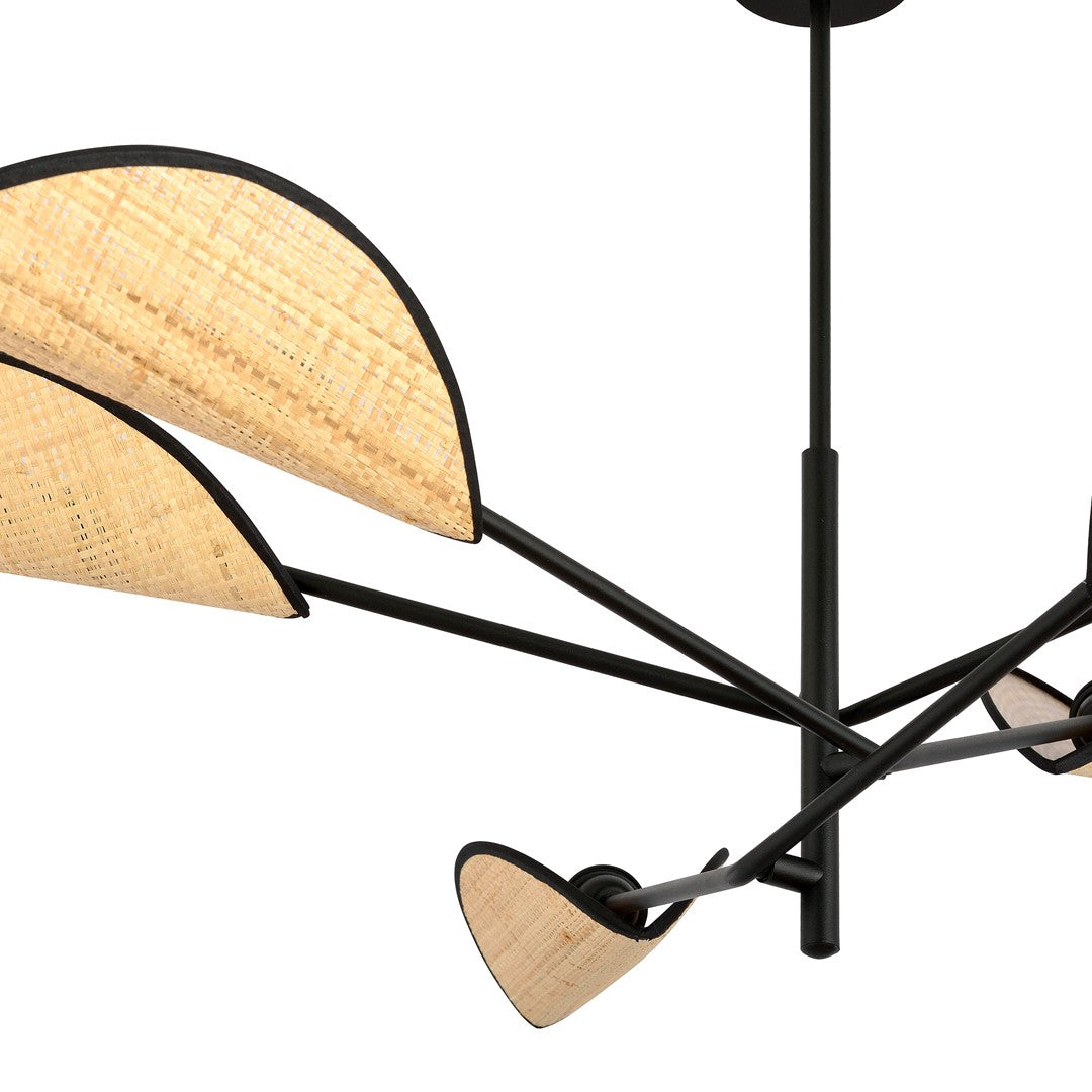 Detail van rotan lampenkap van VENE 6 hanglamp