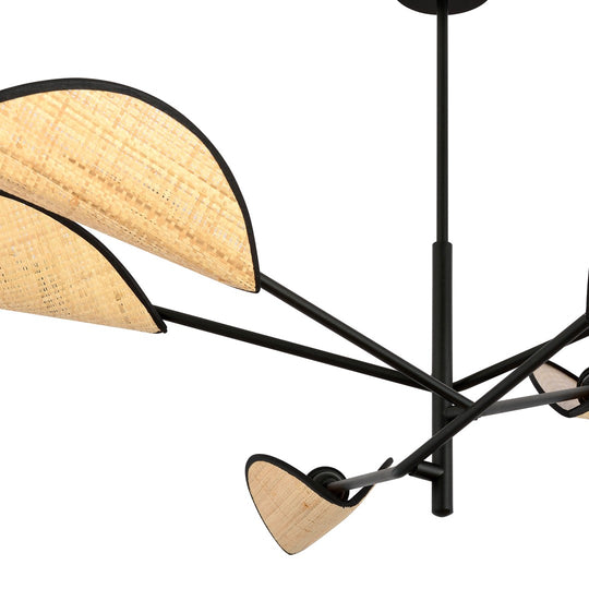 Detail van rotan lampenkap van VENE 6 hanglamp