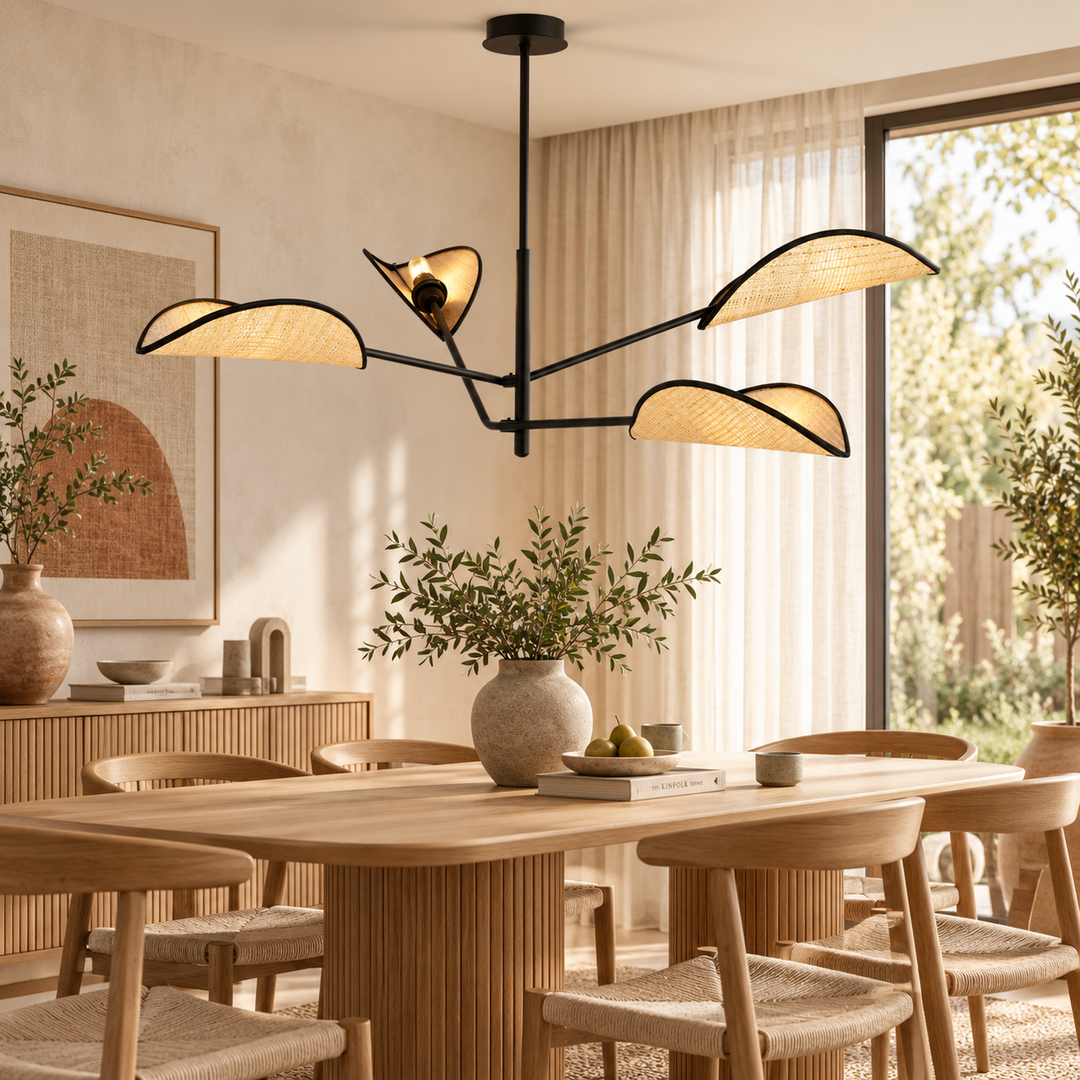 VENE 4 hanglamp boven eettafel in Japandi interieur