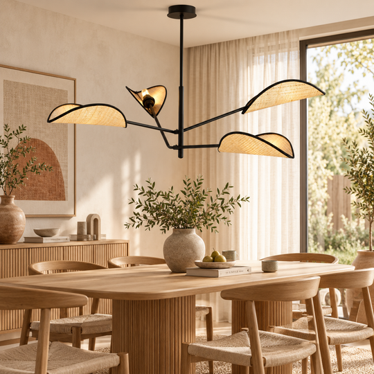 VENE 4 hanglamp boven eettafel in Japandi interieur