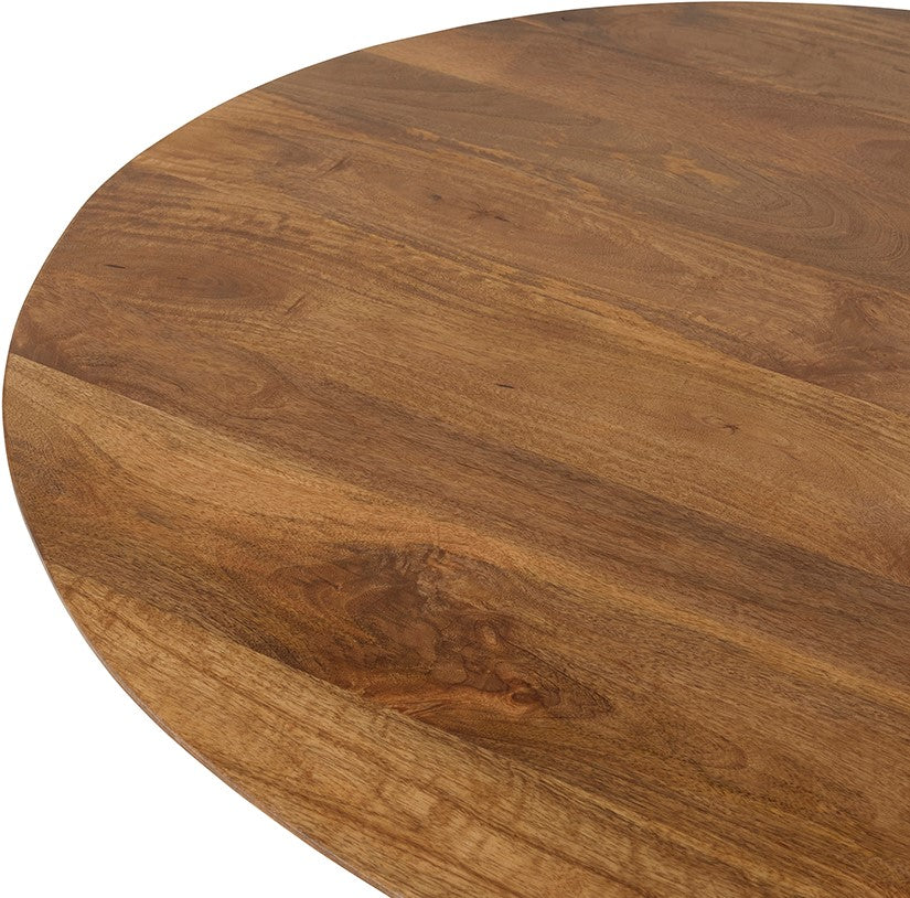 Detail van het houten tafelblad van de Ginger bijzettafel in Japandi stijl met natuurlijke houtnerf.