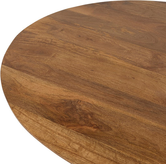 Detail van het houten tafelblad van de Ginger bijzettafel in Japandi stijl met natuurlijke houtnerf.