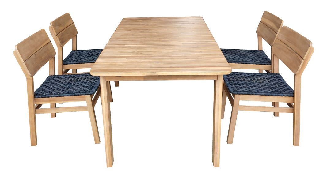 Jala Garden Dining Set 5-delig van acaciahout met antraciet rope stoelen