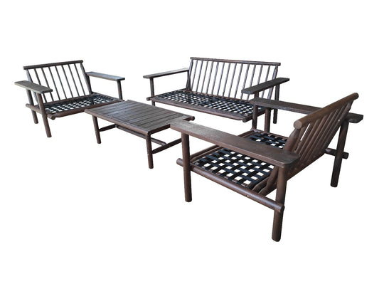 Laruna loungeset frame van acaciahout in vintage dark teak-look met salontafel