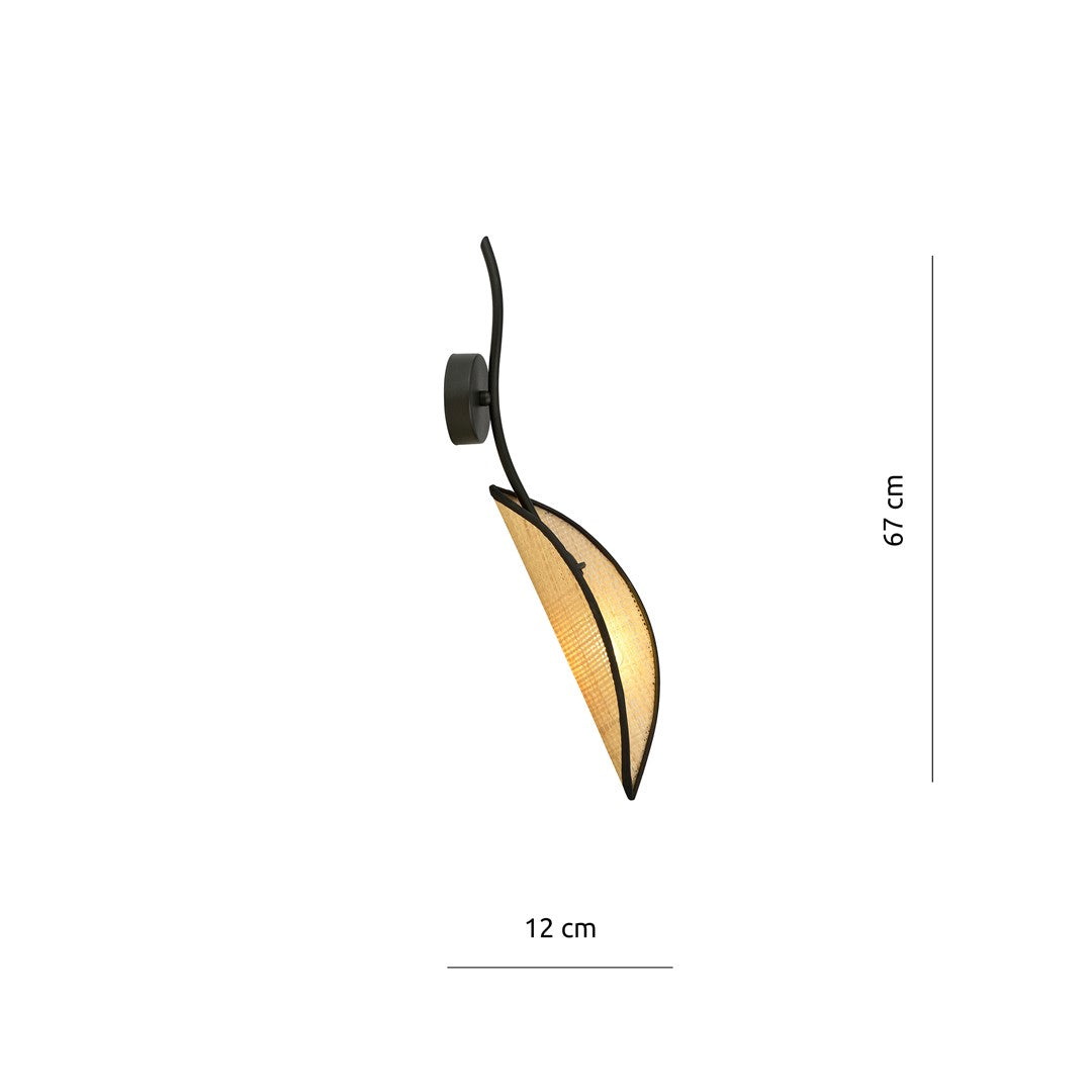 Afmetingen van LOTUS K1 wandlamp zwart en rotan