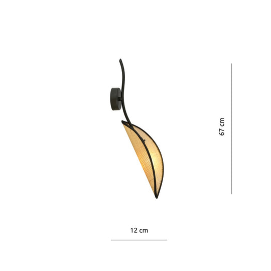Afmetingen van LOTUS K1 wandlamp zwart en rotan