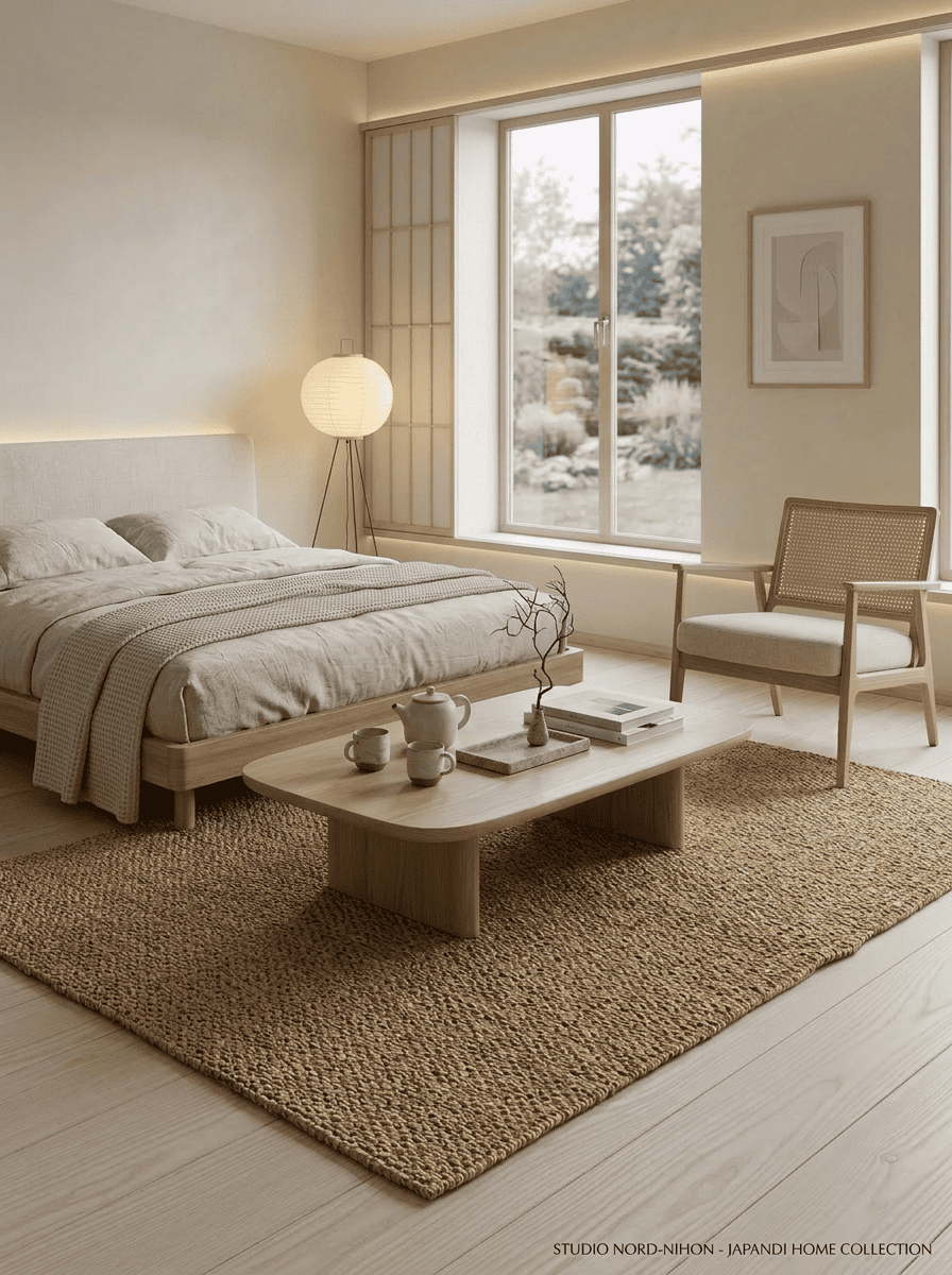 Sisal vloerkleed 240x180 cm voor een rustgevende Japandi slaapkamer