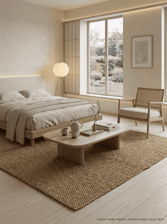 Sisal vloerkleed 240x180 cm voor een rustgevende Japandi slaapkamer