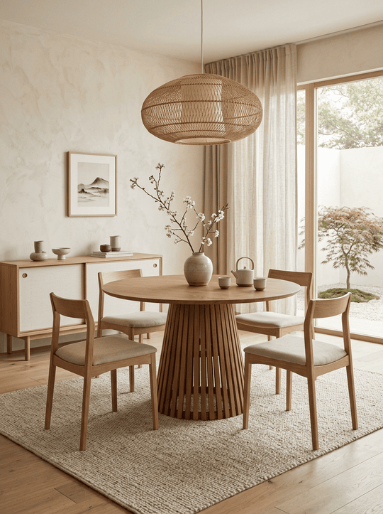 Houten eettafel van acaciahout met warme natuurlijke uitstraling