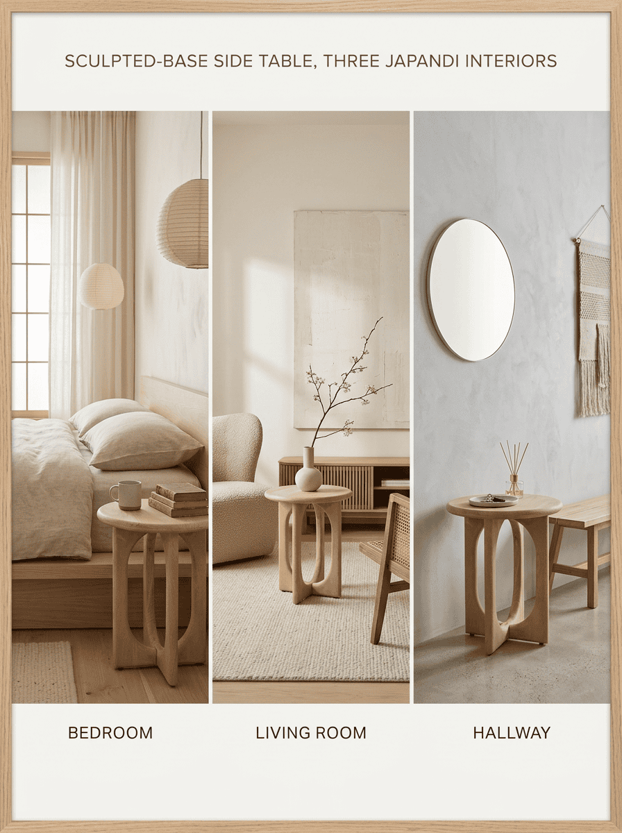 Bijzettafel Ø50, Acacia Groovy Naturel