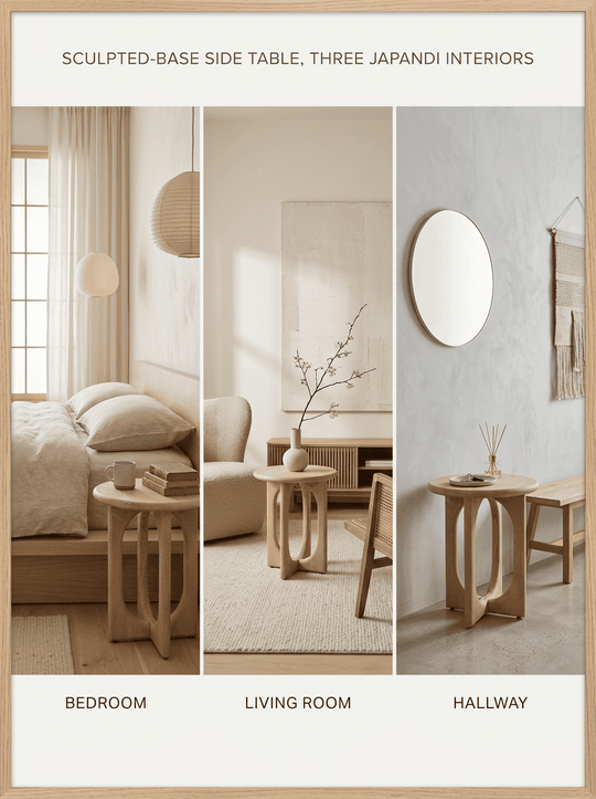Bijzettafel Ø50, Acacia Groovy Naturel